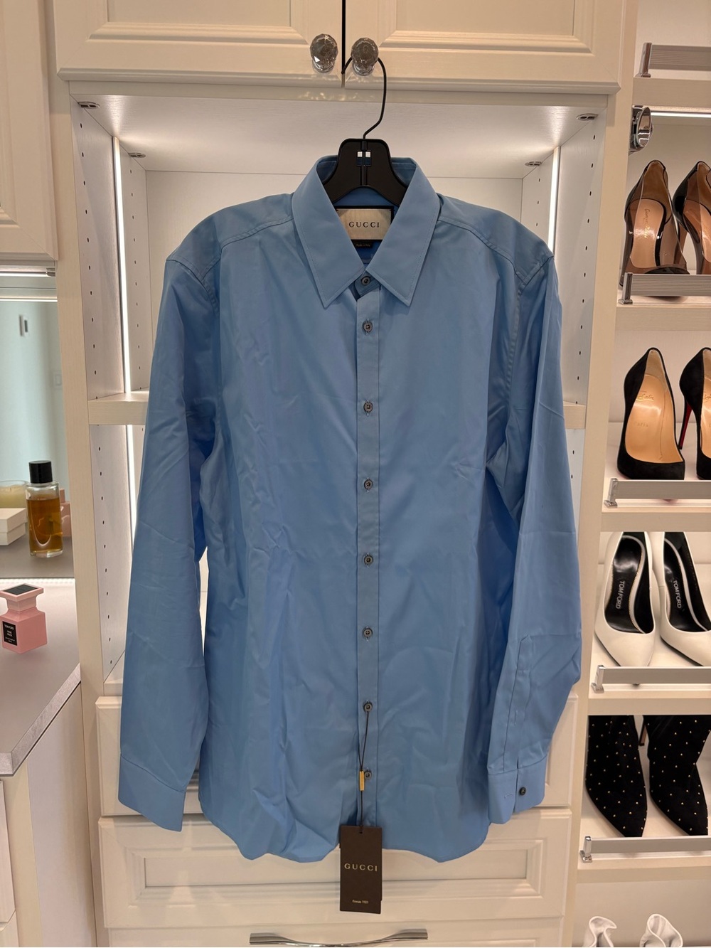 Gucci Sky Blue Long-Sleeve Cotton Dress Shirt